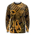Humpback Whale Matariki New Zealand Long Sleeve Shirt NZ Maori Paikea Poutama Luxury Gold