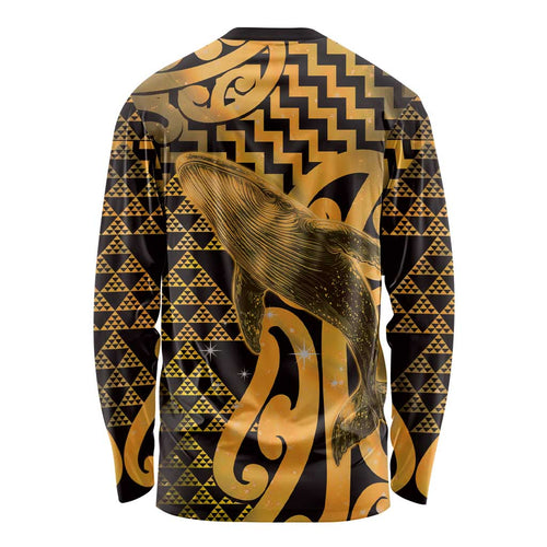 Humpback Whale Matariki New Zealand Long Sleeve Shirt NZ Maori Paikea Poutama Luxury Gold