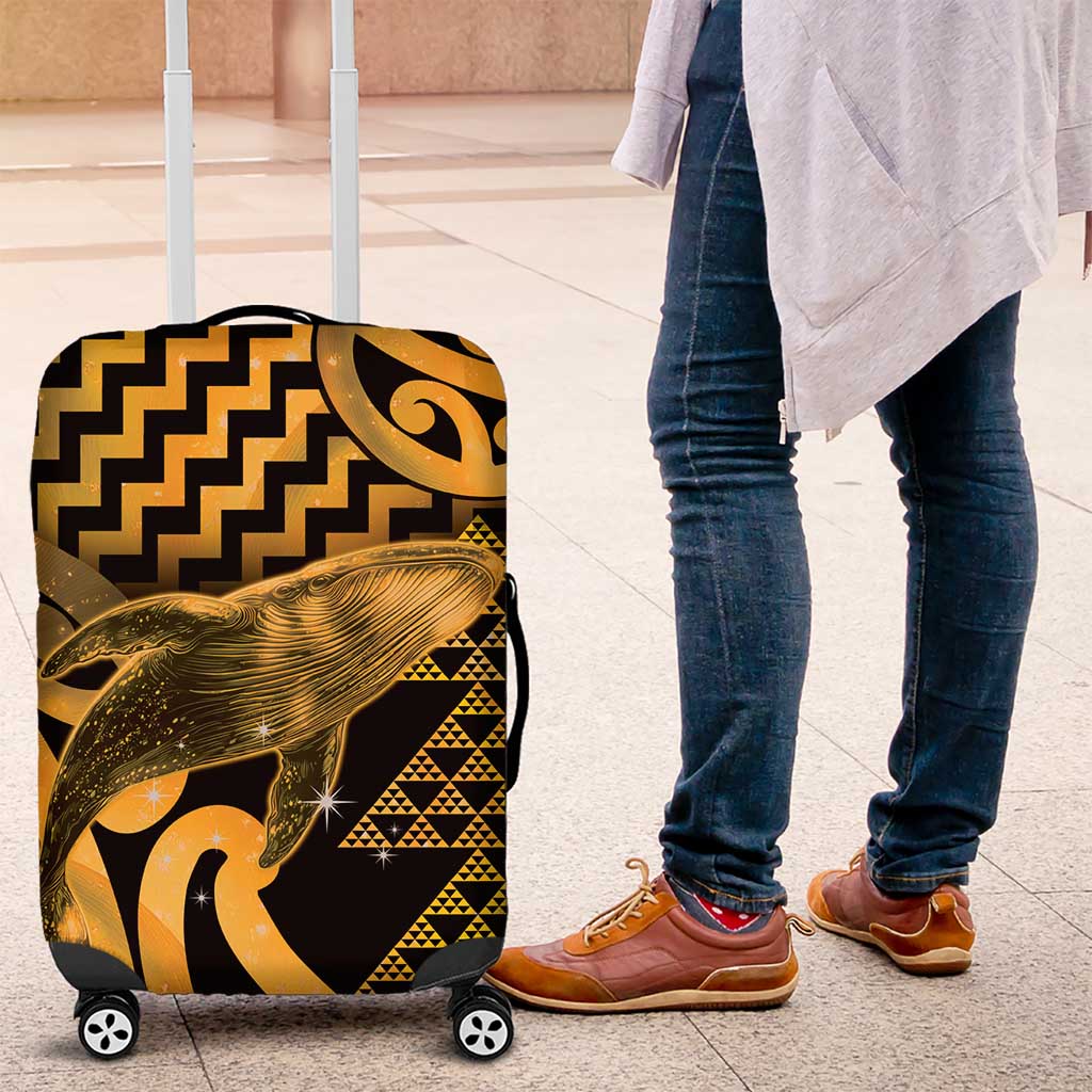 Humpback Whale Matariki New Zealand Luggage Cover NZ Maori Paikea Poutama Luxury Gold
