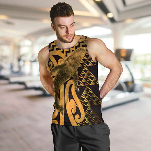Humpback Whale Matariki New Zealand Men Tank Top NZ Maori Paikea Poutama Luxury Gold
