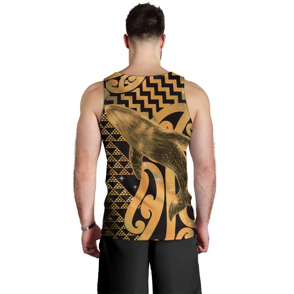 Humpback Whale Matariki New Zealand Men Tank Top NZ Maori Paikea Poutama Luxury Gold