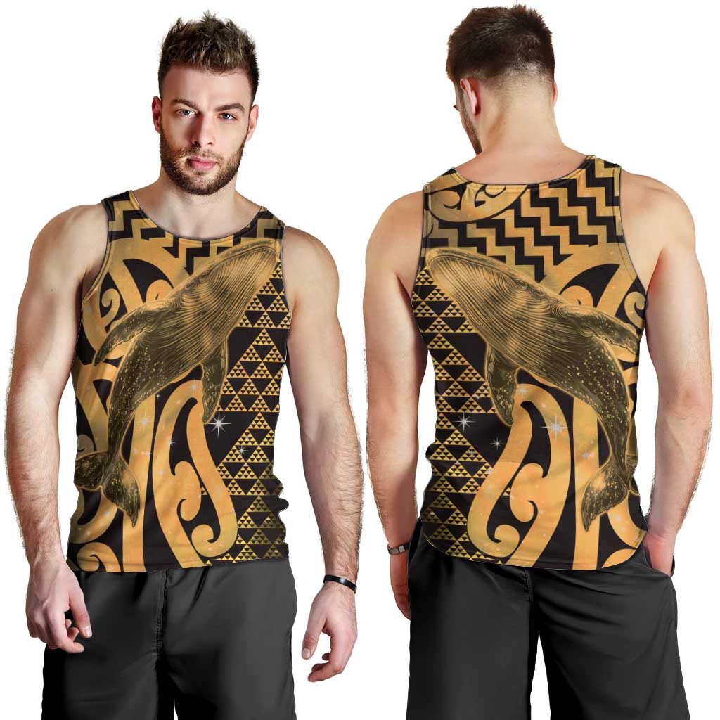 Humpback Whale Matariki New Zealand Men Tank Top NZ Maori Paikea Poutama Luxury Gold