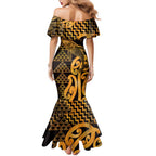 Humpback Whale Matariki New Zealand Mermaid Dress NZ Maori Paikea Poutama Luxury Gold