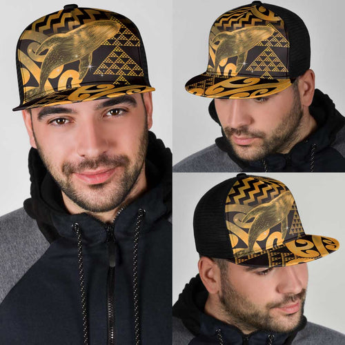 Humpback Whale Matariki New Zealand Mesh Trucker Cap NZ Maori Paikea Poutama Luxury Gold