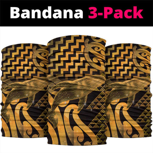 Humpback Whale Matariki New Zealand Neck Gaiter NZ Maori Paikea Poutama Luxury Gold