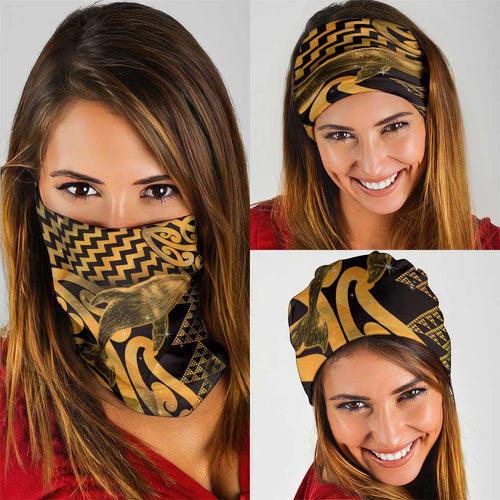Humpback Whale Matariki New Zealand Neck Gaiter NZ Maori Paikea Poutama Luxury Gold