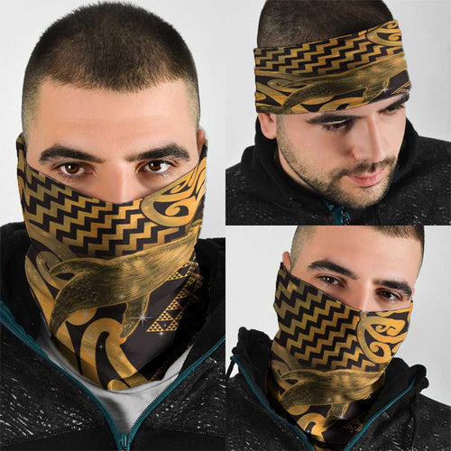 Humpback Whale Matariki New Zealand Neck Gaiter NZ Maori Paikea Poutama Luxury Gold