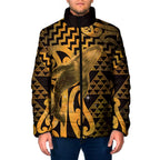 Humpback Whale Matariki New Zealand Padded Jacket NZ Maori Paikea Poutama Luxury Gold