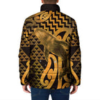 Humpback Whale Matariki New Zealand Padded Jacket NZ Maori Paikea Poutama Luxury Gold