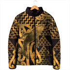 Humpback Whale Matariki New Zealand Padded Jacket NZ Maori Paikea Poutama Luxury Gold