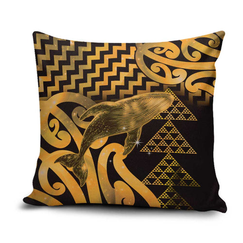 Humpback Whale Matariki New Zealand Pillow Cover NZ Maori Paikea Poutama Luxury Gold