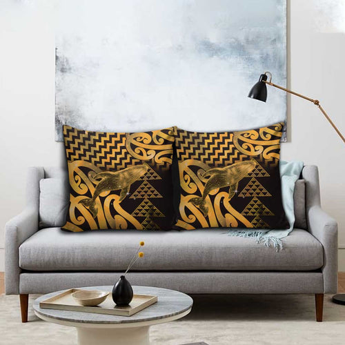 Humpback Whale Matariki New Zealand Pillow Cover NZ Maori Paikea Poutama Luxury Gold