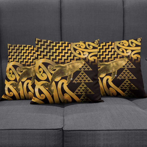 Humpback Whale Matariki New Zealand Pillow Cover NZ Maori Paikea Poutama Luxury Gold