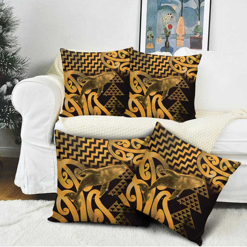 Humpback Whale Matariki New Zealand Pillow Cover NZ Maori Paikea Poutama Luxury Gold