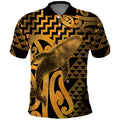 Humpback Whale Matariki New Zealand Polo Shirt NZ Maori Paikea Poutama Luxury Gold