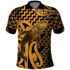 Humpback Whale Matariki New Zealand Polo Shirt NZ Maori Paikea Poutama Luxury Gold