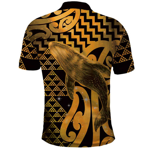 Humpback Whale Matariki New Zealand Polo Shirt NZ Maori Paikea Poutama Luxury Gold