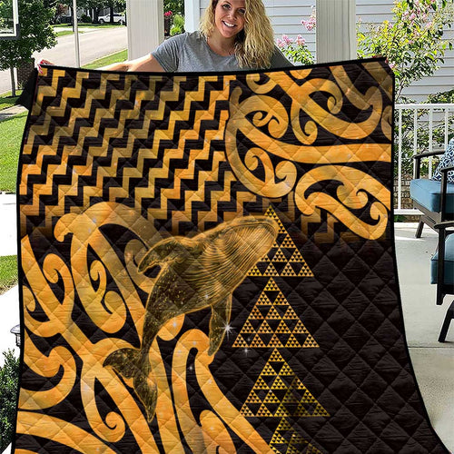 Humpback Whale Matariki New Zealand Quilt NZ Maori Paikea Poutama Luxury Gold