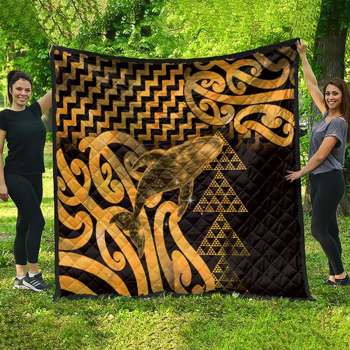 Humpback Whale Matariki New Zealand Quilt NZ Maori Paikea Poutama Luxury Gold
