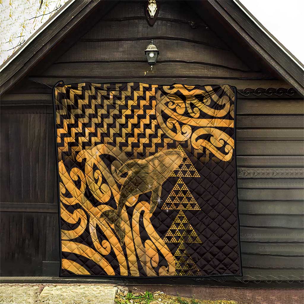Humpback Whale Matariki New Zealand Quilt NZ Maori Paikea Poutama Luxury Gold