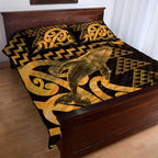 Humpback Whale Matariki New Zealand Quilt Bed Set NZ Maori Paikea Poutama Luxury Gold