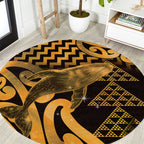 Humpback Whale Matariki New Zealand Round Carpet NZ Maori Paikea Poutama Luxury Gold