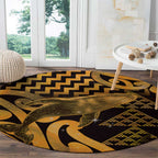 Humpback Whale Matariki New Zealand Round Carpet NZ Maori Paikea Poutama Luxury Gold