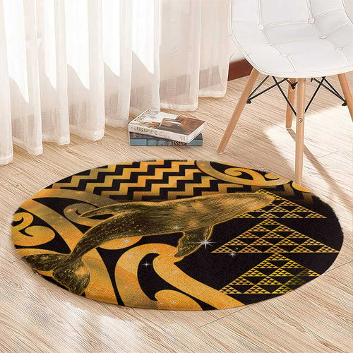Humpback Whale Matariki New Zealand Round Carpet NZ Maori Paikea Poutama Luxury Gold