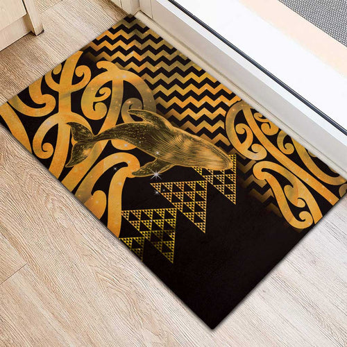 Humpback Whale Matariki New Zealand Rubber Doormat NZ Maori Paikea Poutama Luxury Gold