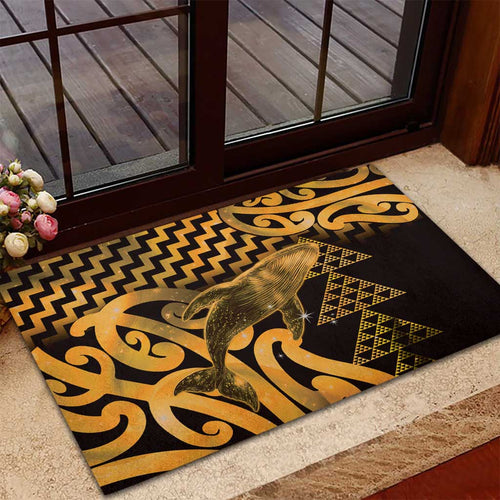 Humpback Whale Matariki New Zealand Rubber Doormat NZ Maori Paikea Poutama Luxury Gold