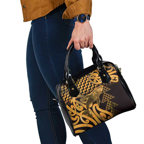 Humpback Whale Matariki New Zealand Shoulder Handbag NZ Maori Paikea Poutama Luxury Gold