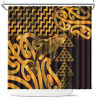 Humpback Whale Matariki New Zealand Shower Curtain NZ Maori Paikea Poutama Luxury Gold