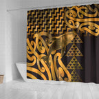 Humpback Whale Matariki New Zealand Shower Curtain NZ Maori Paikea Poutama Luxury Gold