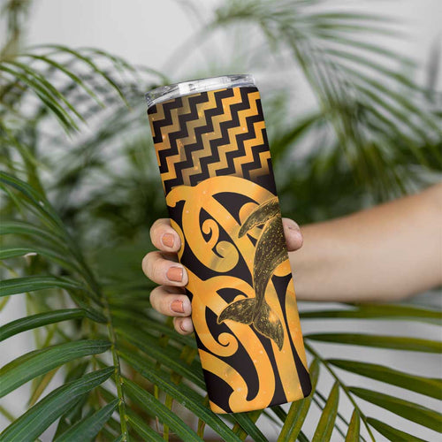 Humpback Whale Matariki New Zealand Skinny Tumbler NZ Maori Paikea Poutama Luxury Gold