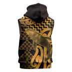 Humpback Whale Matariki New Zealand Sleeveless Hoodie NZ Maori Paikea Poutama Luxury Gold
