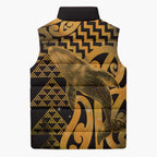 Humpback Whale Matariki New Zealand Sleeveless Puffer Jacket NZ Maori Paikea Poutama Luxury Gold