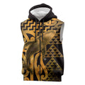 Humpback Whale Matariki New Zealand Sleeveless Zip Hoodie NZ Maori Paikea Poutama Luxury Gold