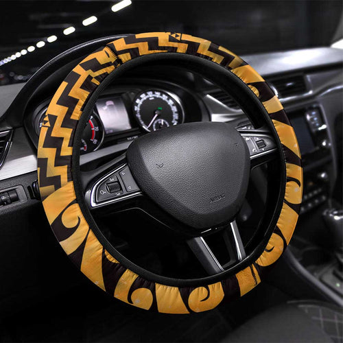 Humpback Whale Matariki New Zealand Steering Wheel Cover NZ Maori Paikea Poutama Luxury Gold