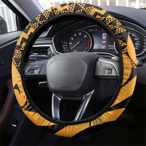 Humpback Whale Matariki New Zealand Steering Wheel Cover NZ Maori Paikea Poutama Luxury Gold