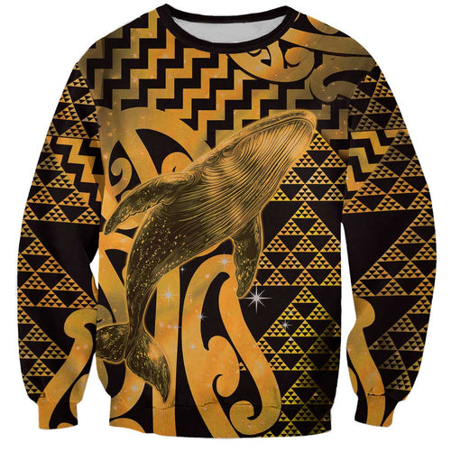 Humpback Whale Matariki New Zealand Sweatshirt NZ Maori Paikea Poutama Luxury Gold