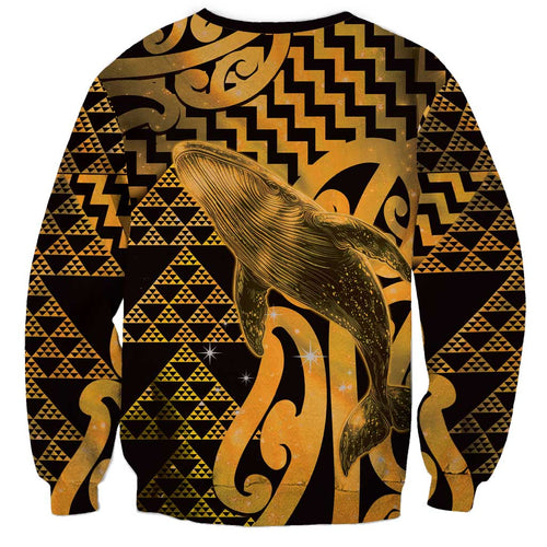 Humpback Whale Matariki New Zealand Sweatshirt NZ Maori Paikea Poutama Luxury Gold