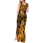 Humpback Whale Matariki New Zealand Tank Maxi Dress NZ Maori Paikea Poutama Luxury Gold