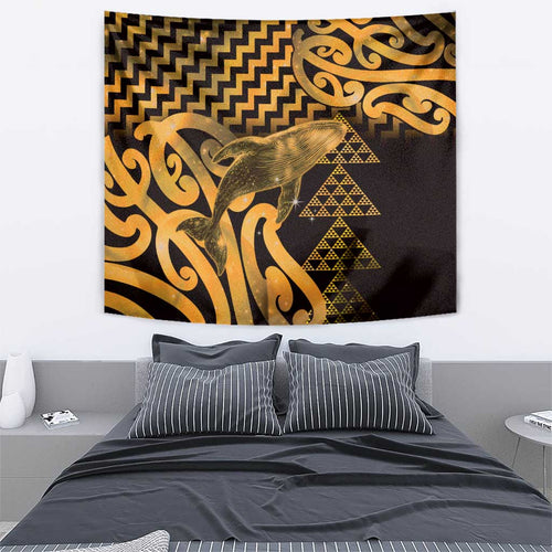 Humpback Whale Matariki New Zealand Tapestry NZ Maori Paikea Poutama Luxury Gold