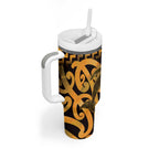 Humpback Whale Matariki New Zealand Tumbler With Handle NZ Maori Paikea Poutama Luxury Gold