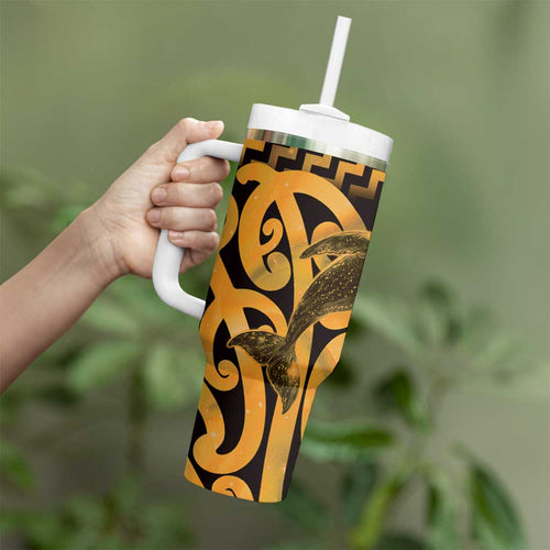 Humpback Whale Matariki New Zealand Tumbler With Handle NZ Maori Paikea Poutama Luxury Gold