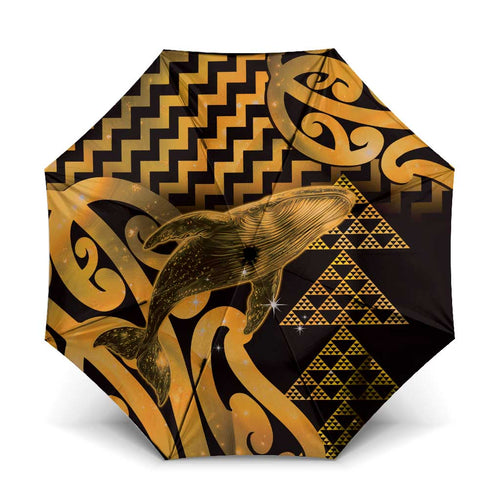 Humpback Whale Matariki New Zealand Umbrella NZ Maori Paikea Poutama Luxury Gold