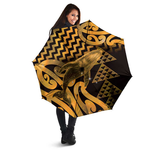 Humpback Whale Matariki New Zealand Umbrella NZ Maori Paikea Poutama Luxury Gold
