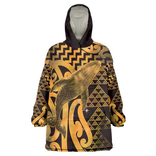 Humpback Whale Matariki New Zealand Wearable Blanket Hoodie NZ Maori Paikea Poutama Luxury Gold