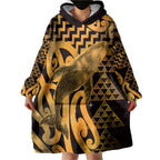 Humpback Whale Matariki New Zealand Wearable Blanket Hoodie NZ Maori Paikea Poutama Luxury Gold