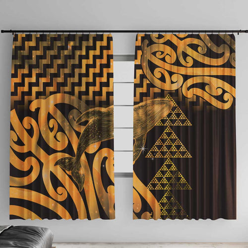 Humpback Whale Matariki New Zealand Window Curtain NZ Maori Paikea Poutama Luxury Gold